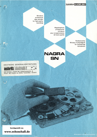 Kudelski Prospekt Nagra SN 1975 deutsch english français