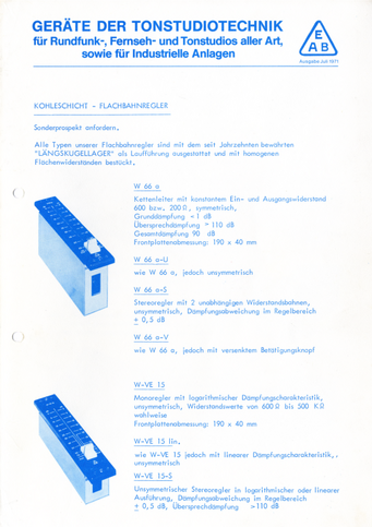 EAB Prospekt Tonstudiotechnik 1971 deutsch