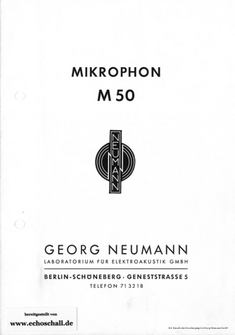 Neumann Prospekt M50 Mikrophon deutsch